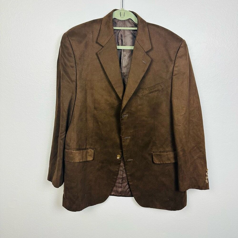 Chaps Mens Brown Sport Coat Blazer Jacket Size 42R 3 Button Lined Formal